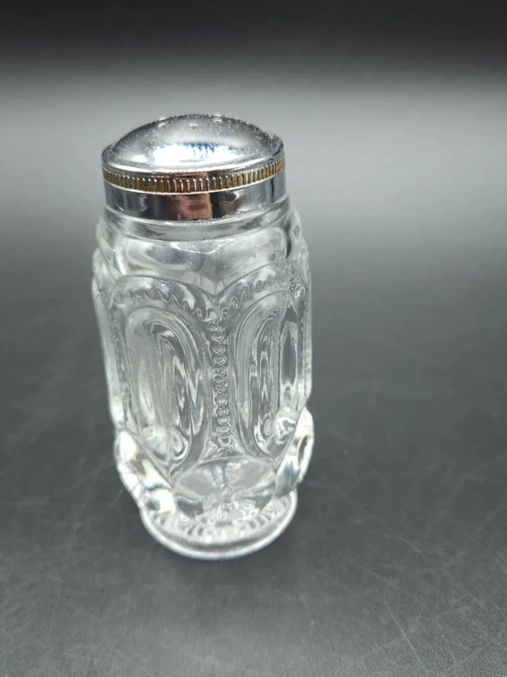 Vintage Moon and Star Pattern Clear Glass Salt or Pepper Shaker only One